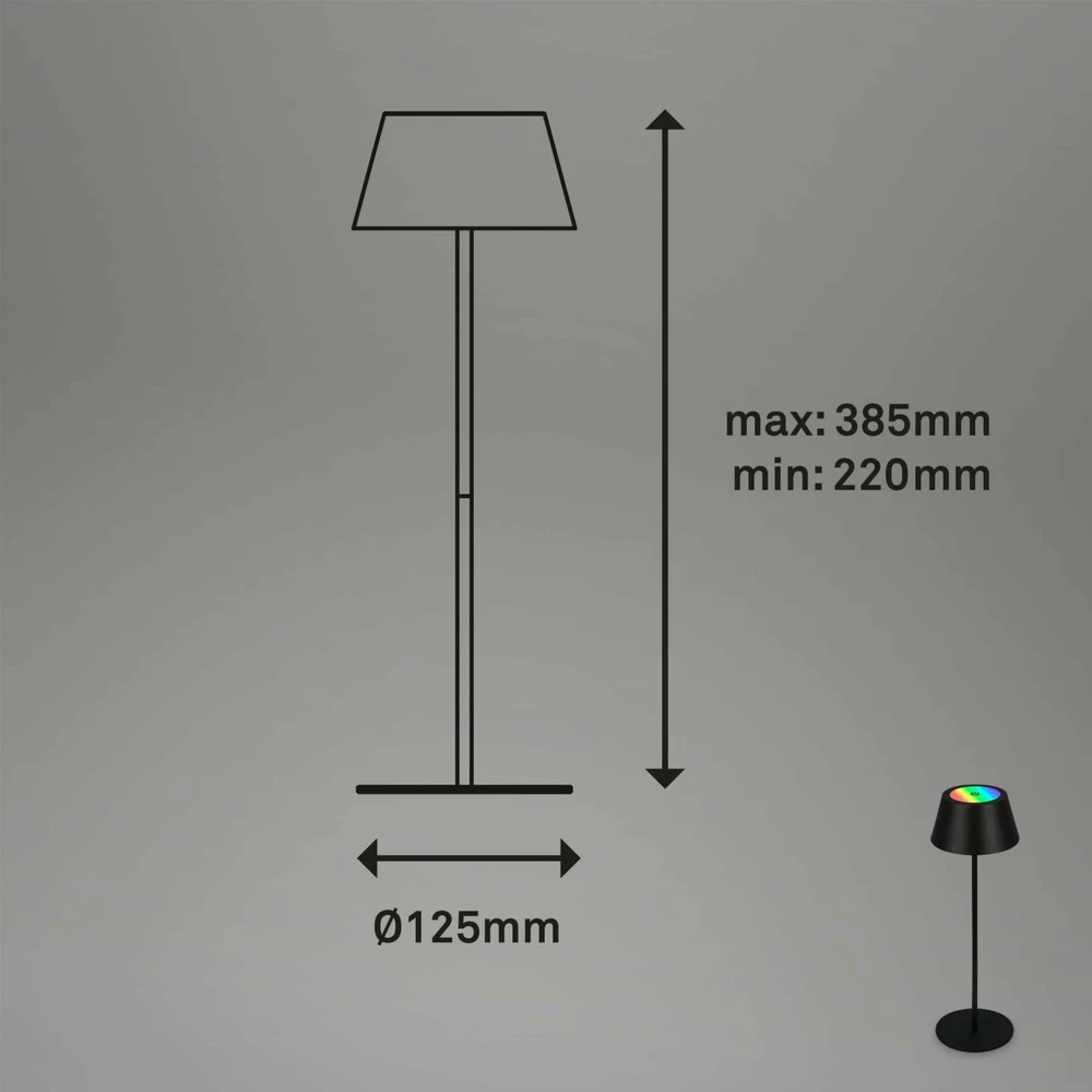 Lampa stołowa Briloner 7466-015 juoda 2,6 W