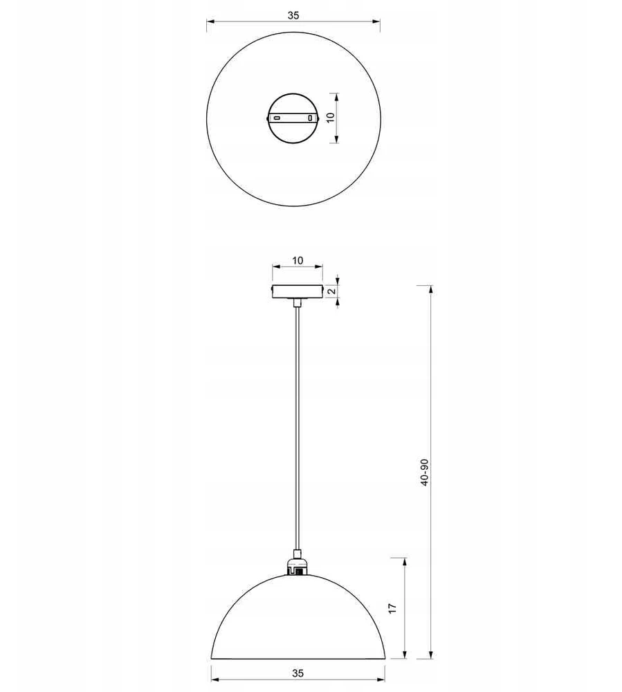 Pakabinamas šviestuvas Lampa wisząca BETA Juodas/Baltas 1xE27 35cm MLP8954 - Milagro