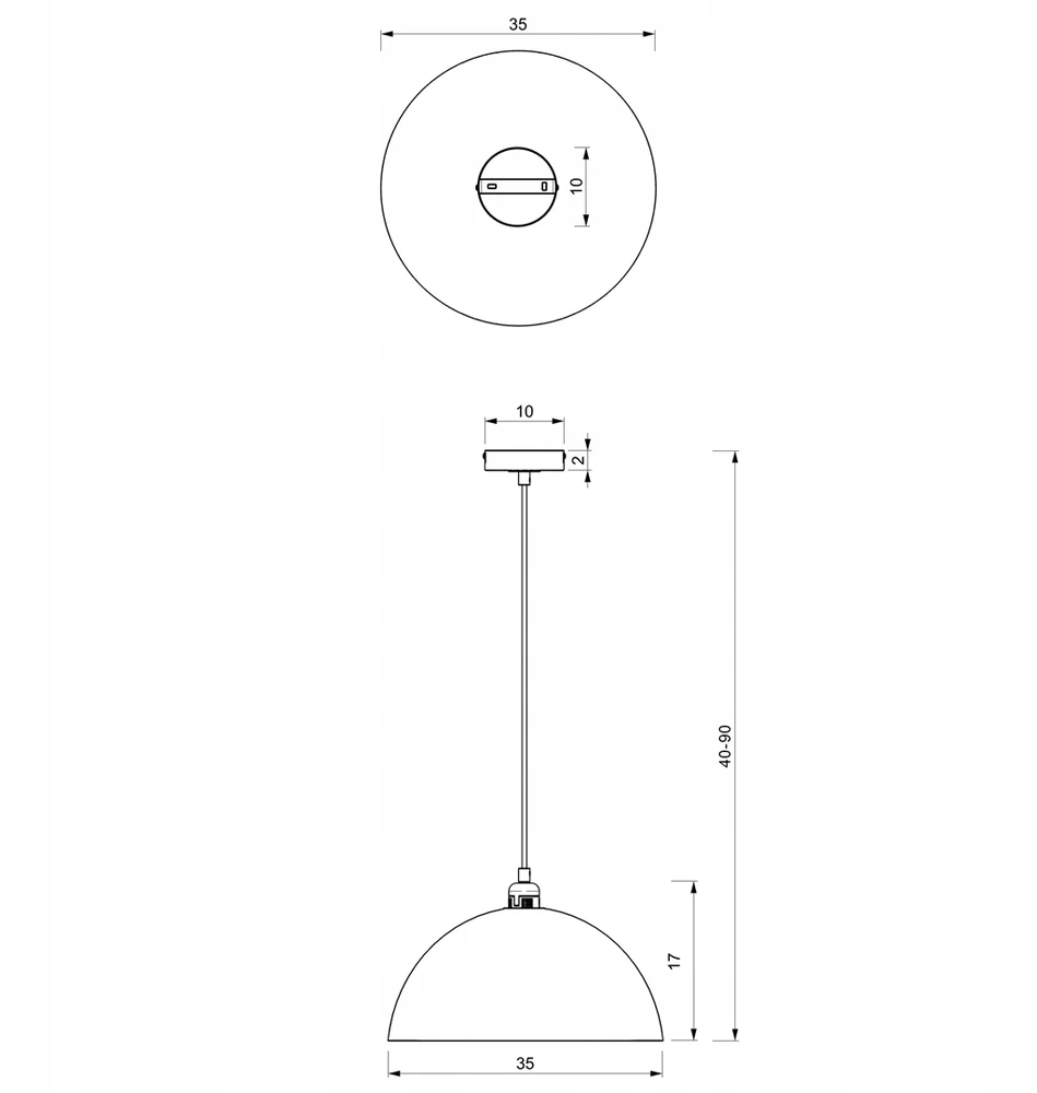 Pakabinamas šviestuvas Lampa wisząca BETA Juodas/Baltas 1xE27 35cm MLP8954 - Milagro