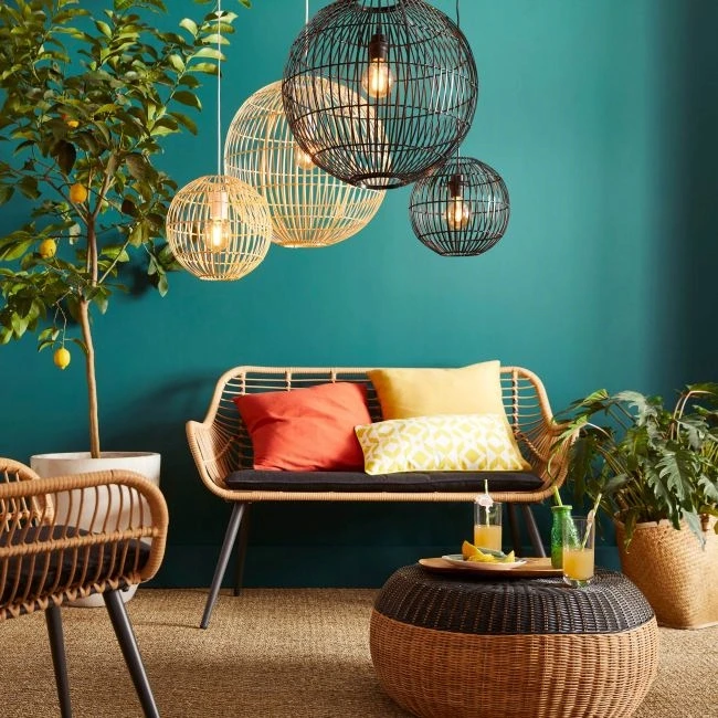 Lampa wisząca GoodHome Dacite 1 x 40 W E27 28 cm jasny bambus