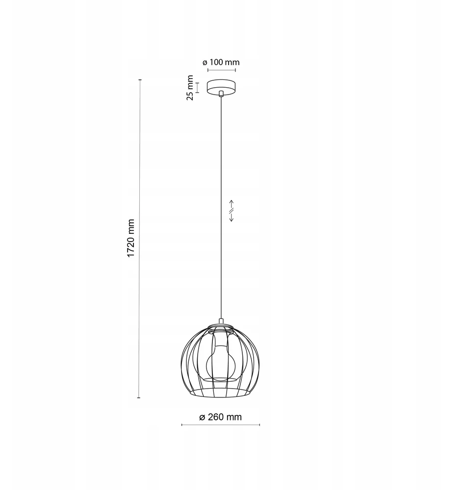 Lampa Wisząca Tk Lighting UNIVERSO juoda druciany klosz 26cm Grafitowy