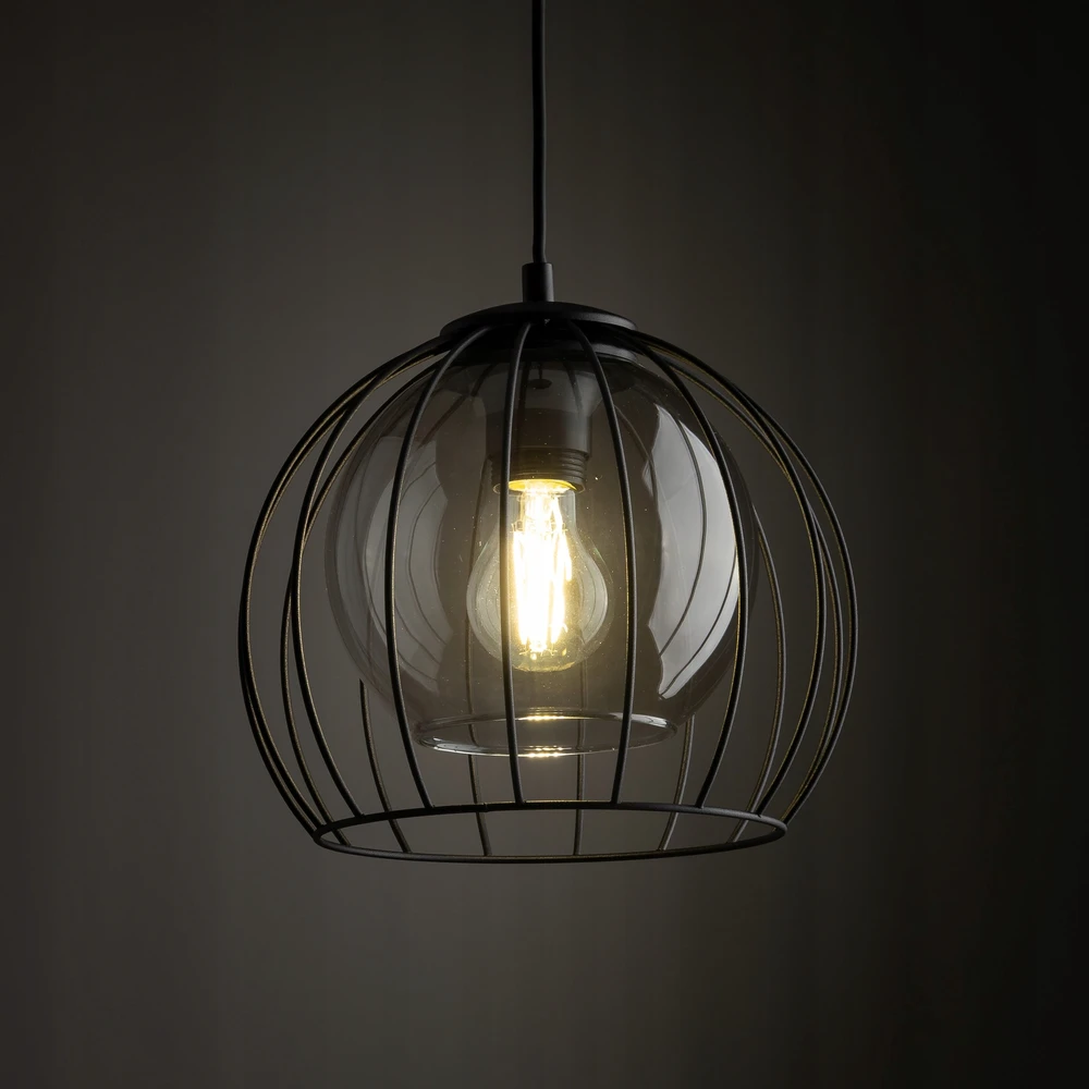 Lampa Wisząca Tk Lighting UNIVERSO juoda druciany klosz 26cm Grafitowy