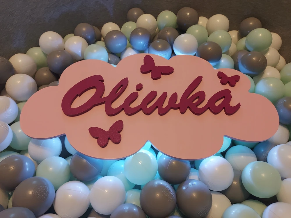 Moliland Lampka nocna chmurka su imieniem dziecka LED na baterie pokój dziecka dzieci