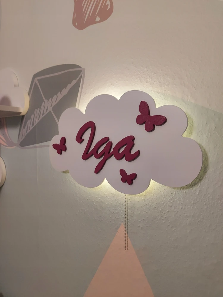 Moliland Lampka nocna chmurka su imieniem dziecka LED na baterie pokój dziecka dzieci
