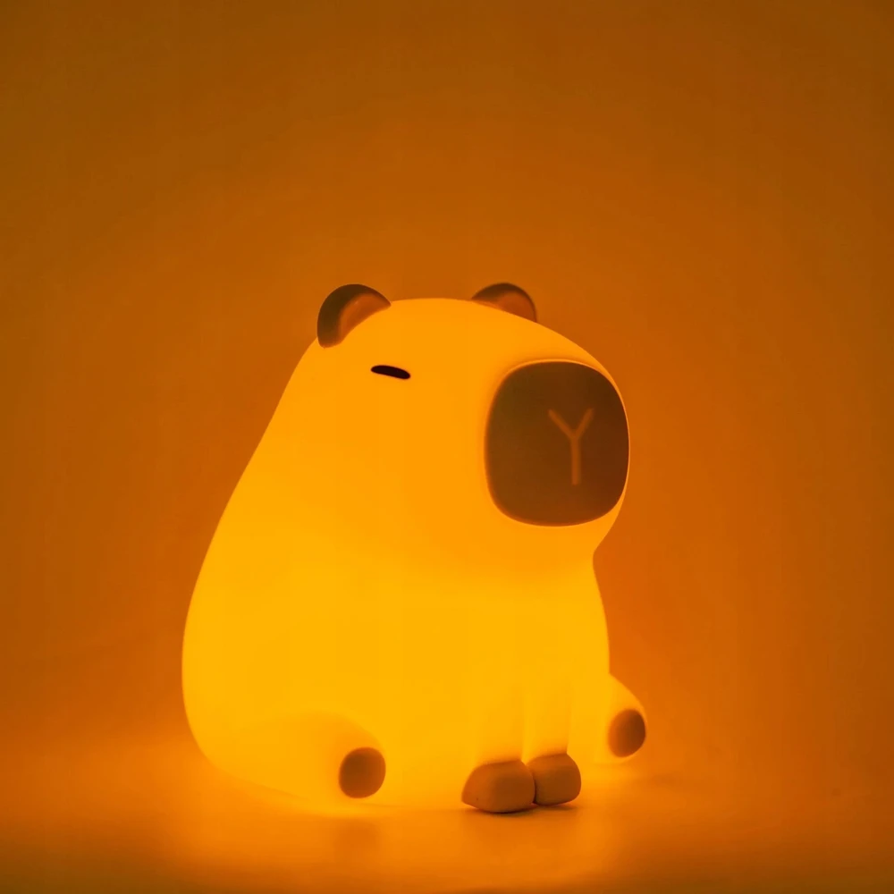 Lampka nocna Goldlux Kapibara ruda silikonowa su akumulatorem LED RGB