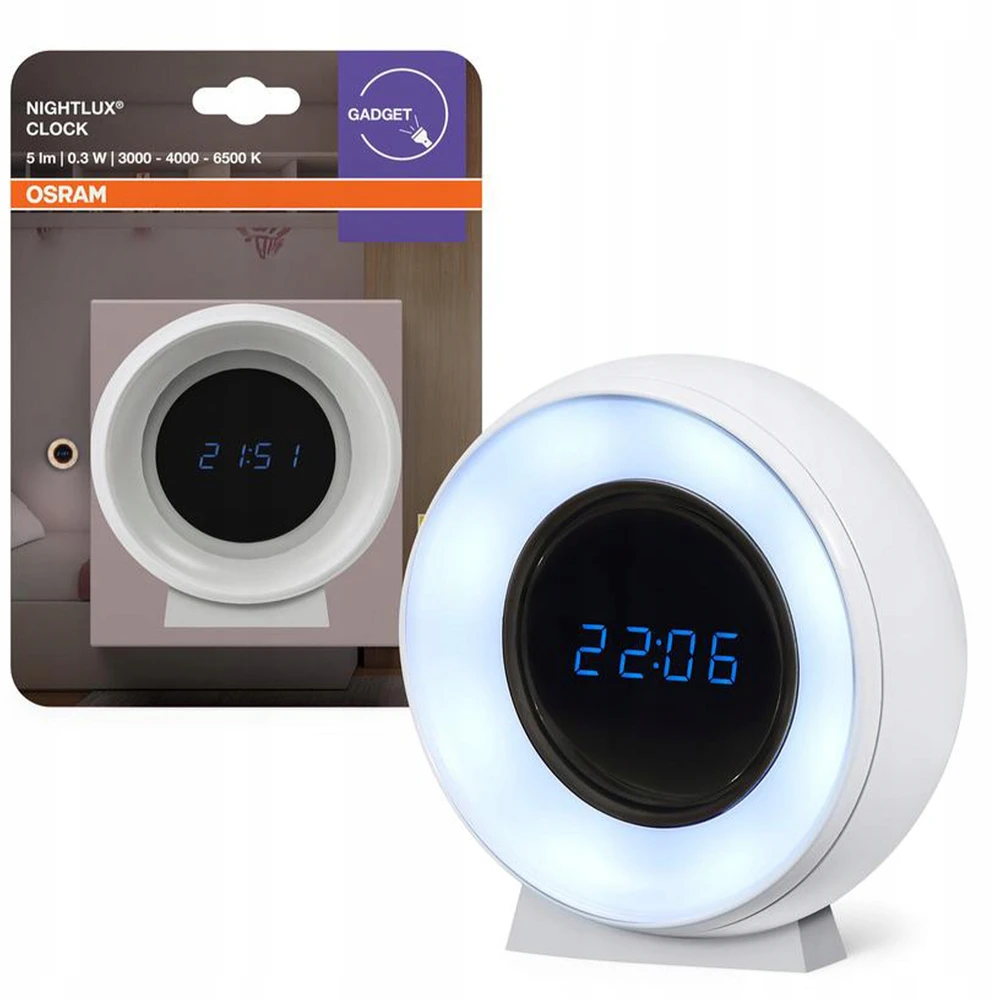 Lampka Nocna LED Dziecięca USB su Zegarem CCT 3000-6500K IP20 NIGHTLUX OSRAM