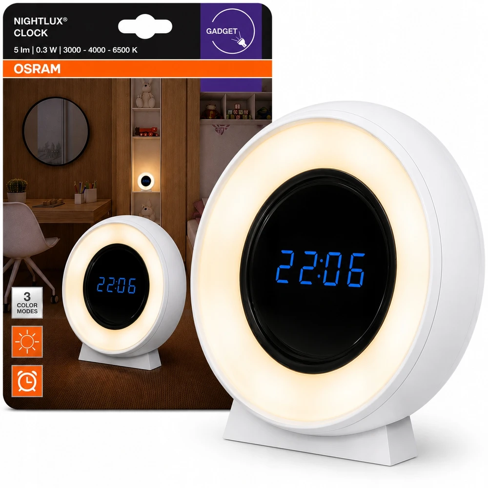 Lampka Nocna LED Dziecięca USB su Zegarem CCT 3000-6500K IP20 NIGHTLUX OSRAM
