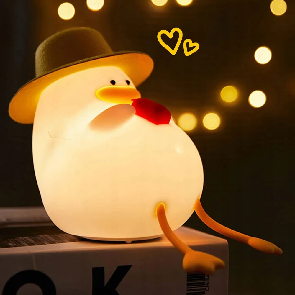 Lampka Nocna LED Kaczuszka Silikonowa – Miękka, Dotykowa, Ładowana USB-C