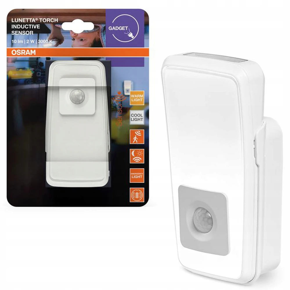Lampka Nocna LED Žibintuvėlis su Czujnikiem Ruchu i Zmierzchu 3000K IP20 OSRAM