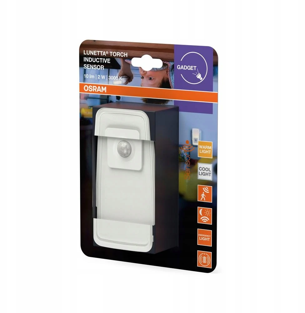 Lampka Nocna LED Žibintuvėlis su Czujnikiem Ruchu i Zmierzchu 3000K IP20 OSRAM