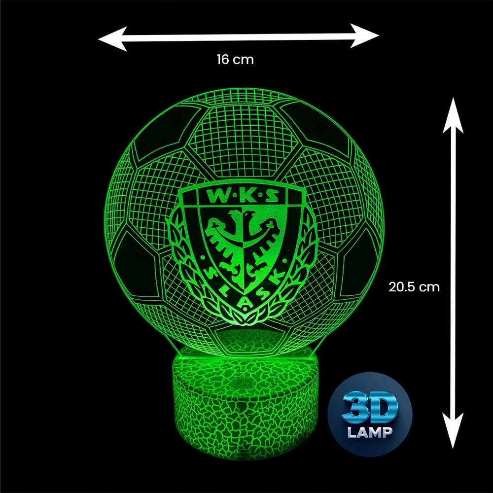 Lampka nocna piłka nożna WKS Śląsk Wrocław 3D LAMP LED