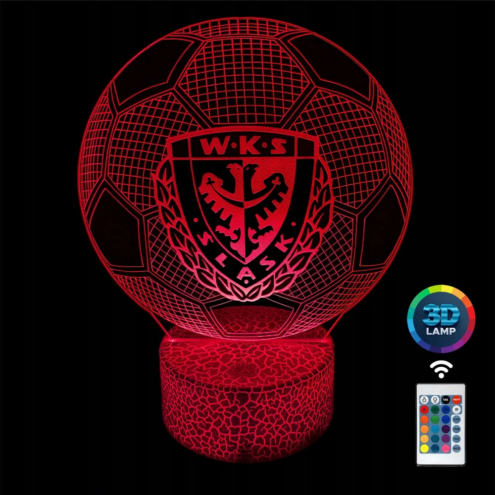 Lampka nocna piłka nożna WKS Śląsk Wrocław 3D LAMP LED
