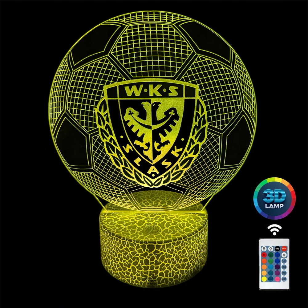 Lampka nocna piłka nożna WKS Śląsk Wrocław 3D LAMP LED