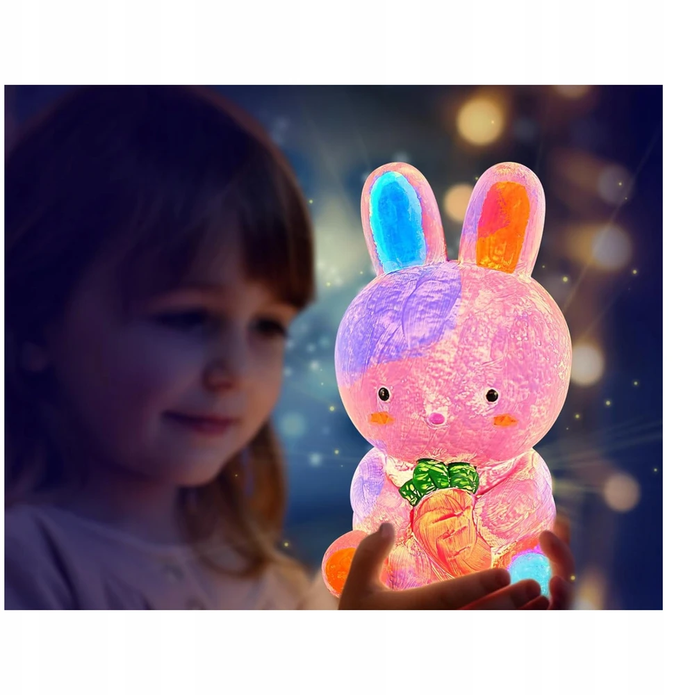 Lamps 3D Rabbit Painting naktinė lempa 12,5 cm rinkinys su dažais