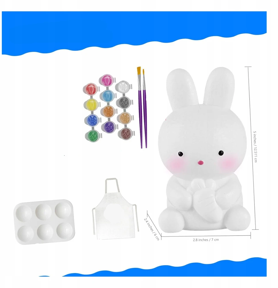 Lamps 3D Rabbit Painting naktinė lempa 12,5 cm rinkinys su dažais