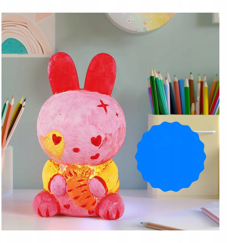 Lamps 3D Rabbit Painting naktinė lempa 12,5 cm rinkinys su dažais