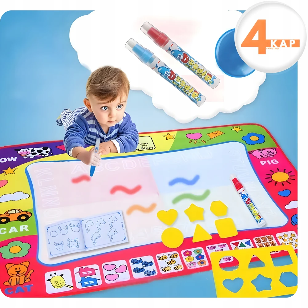 Landtoys Didelis vandens kilimėlis piešimui ir tapybai vandeniu vaikams XXL Priedai +2 žymekliai