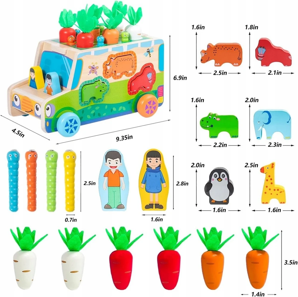 Landtoys MONTESSORI BLOKŲ RŪKIUOJAS PAGAUKITE KIRMŲ AUTOMOBILIŲ MORKŲ IR KIRMŲ DĖLĖLĖS