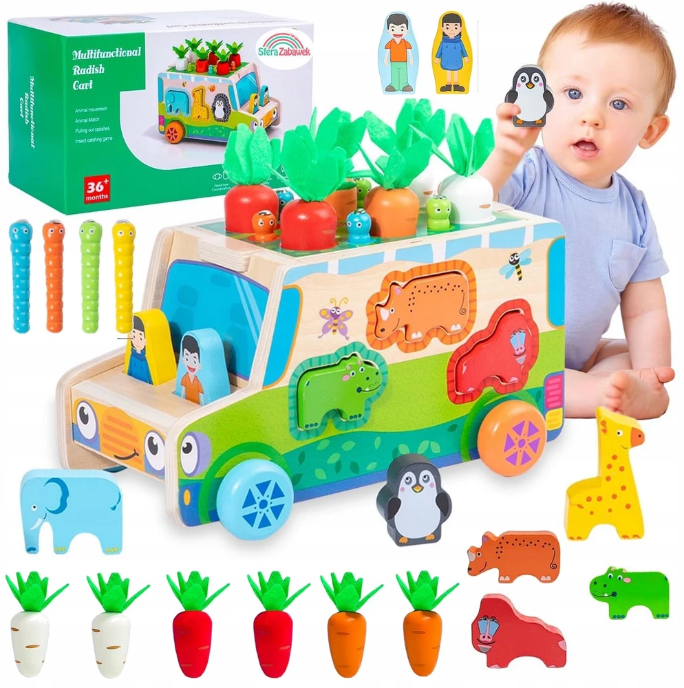 Landtoys MONTESSORI BLOKŲ RŪKIUOJAS PAGAUKITE KIRMŲ AUTOMOBILIŲ MORKŲ IR KIRMŲ DĖLĖLĖS
