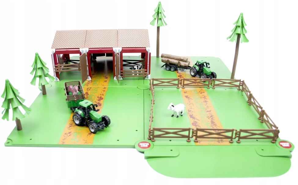 Landtoys ŪKIO DIDŽIAI GYVŪNAI LAUKIA DU TRAKTORIUS SU PRIEKABAIS GYVŪNAIS