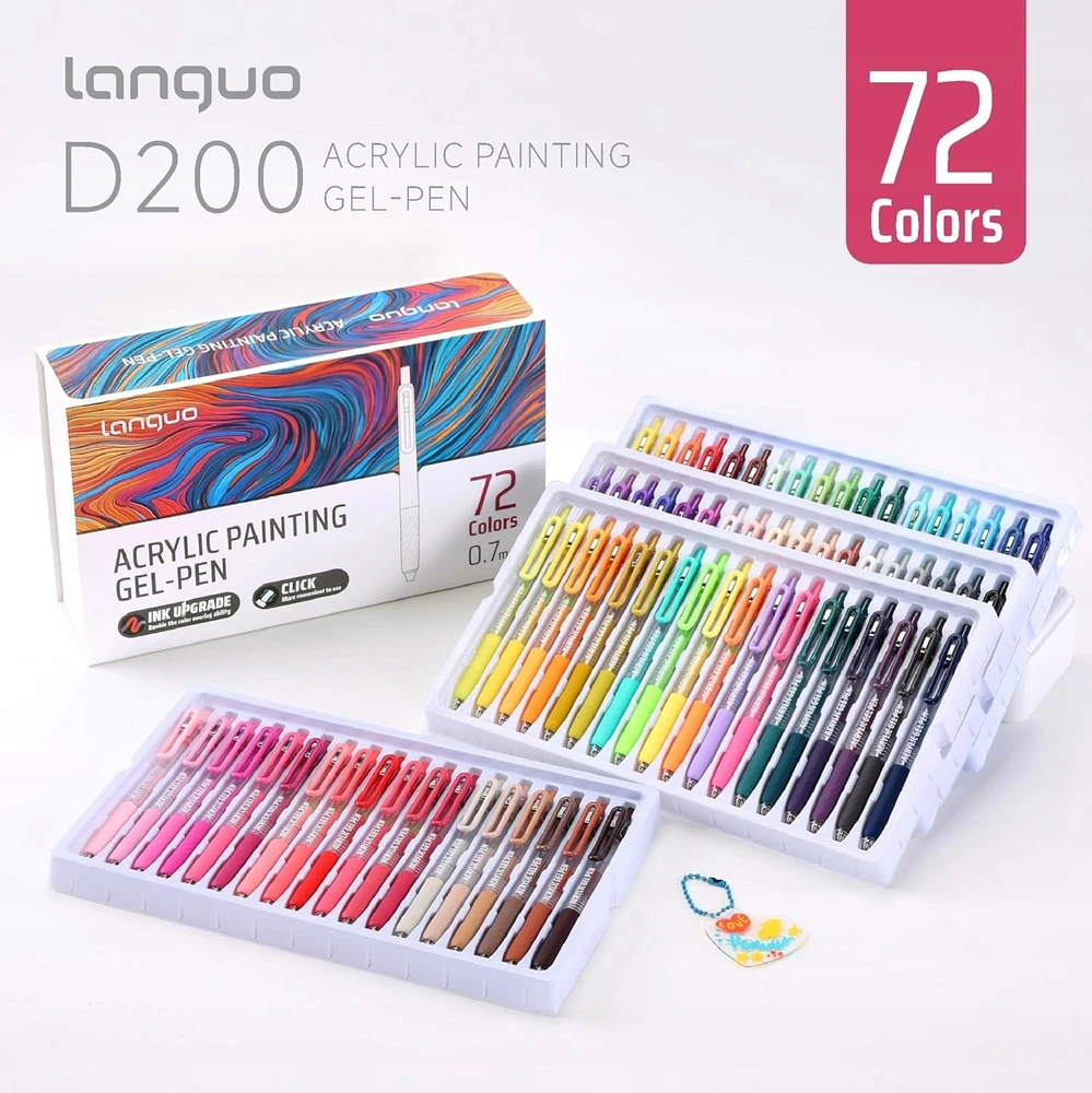 Languo Markery akrylowe 72 kolory – końcówka 0,7 mm – do kamienia, drewna, szkła