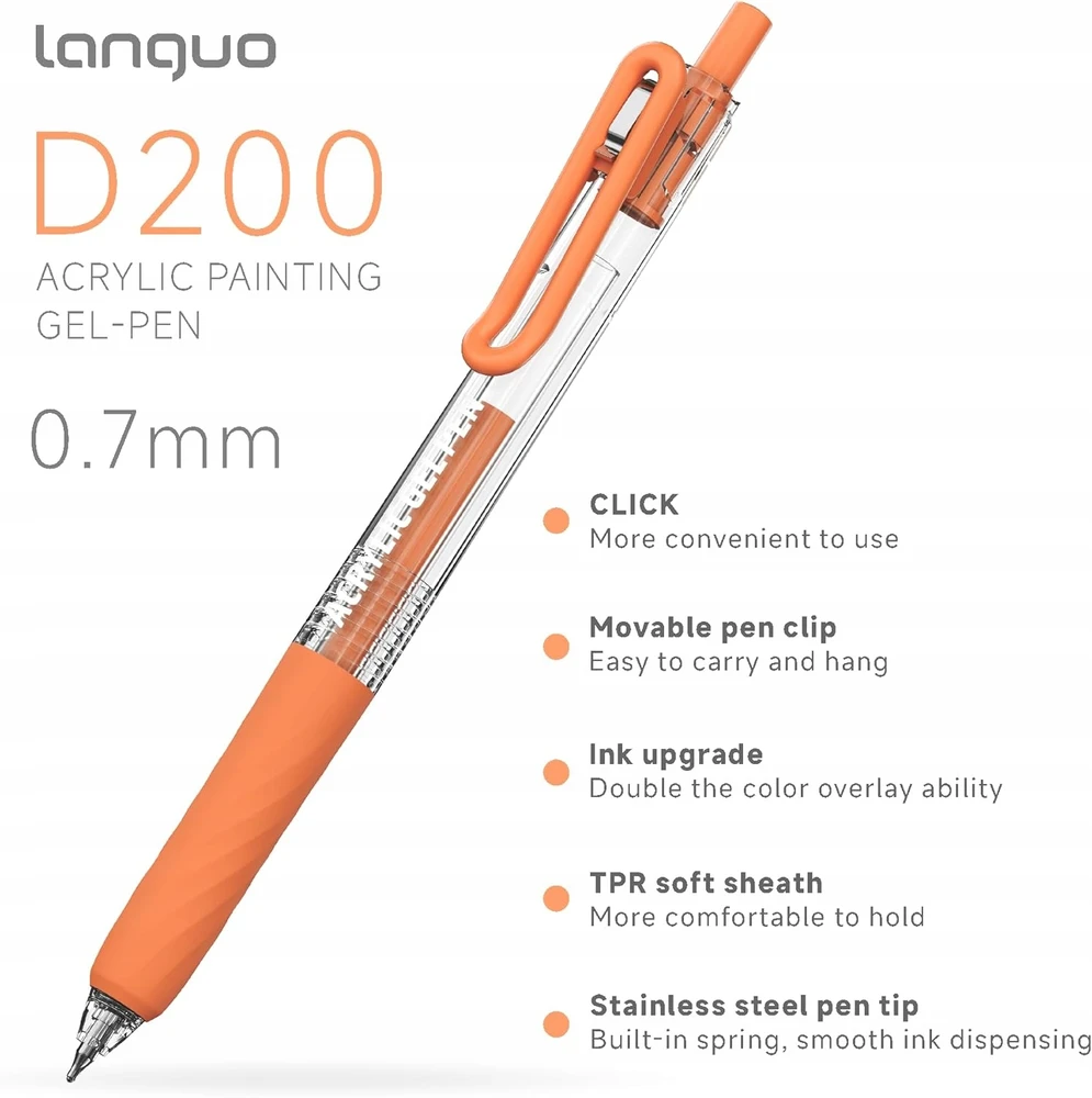 Languo Markery akrylowe 72 kolory – końcówka 0,7 mm – do kamienia, drewna, szkła