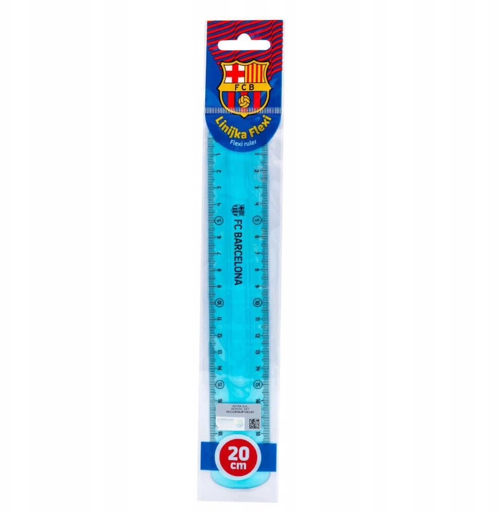 Lanksti mokyklinė liniuotė dešiniarankiams ir kairiarankiams 20 cm FC Barcelona ASTRA