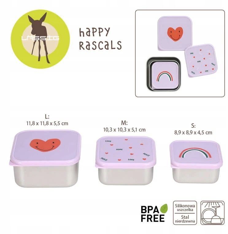 Lassig Happy Rascals Heart 3 vnt.. violetinė