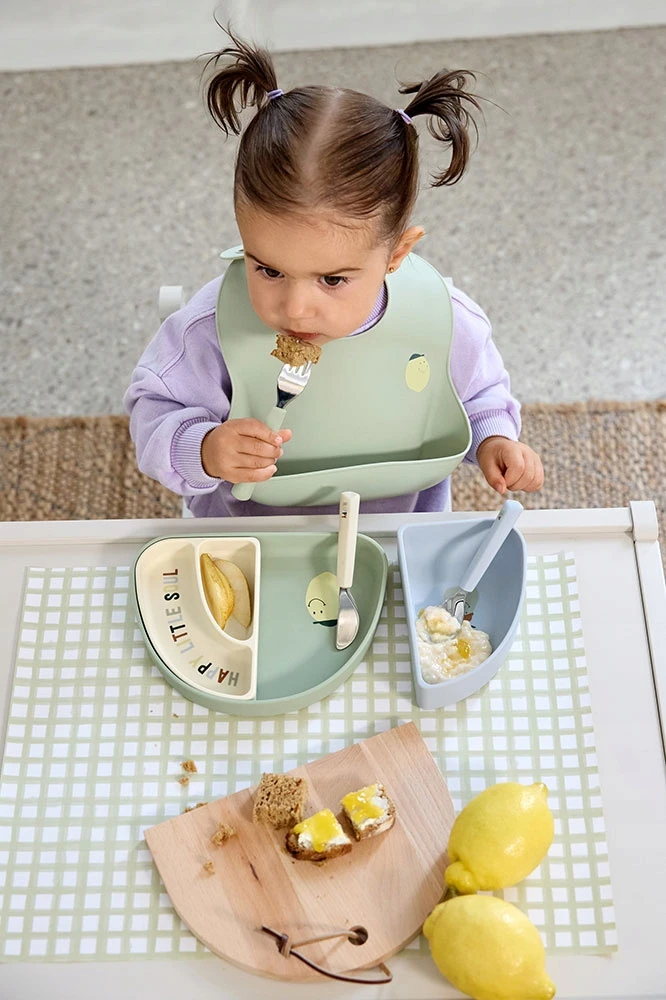 Lassig stalo įrankiai vaikams 3 vnt. pagamintas iš plieno silikono Rankena Happy Fruits 12m+