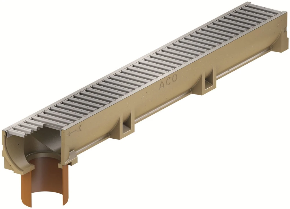 Lauko latakas Aco, Hexaline su cinkuotomis grotelėmis, 100 cm