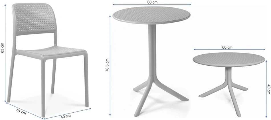 Lauko baldų komplektas BORA BISTROT/STEP 2+1, Tortora