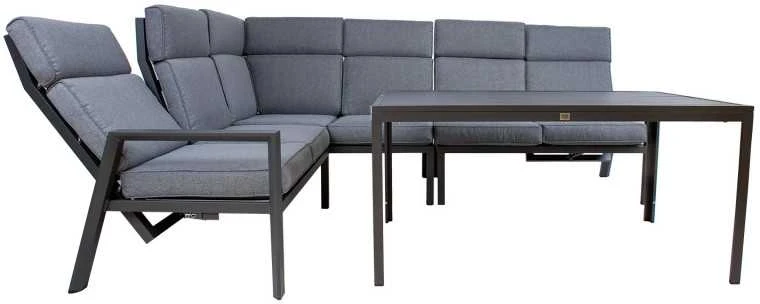 Lauko baldų komplektas Home4You Sodo baldų komplektas CASTEN, stalas ir kampinė sofa, spalva: tamsiai pilka
