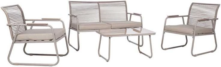 Home4You Lauko baldų komplektas MACOS Sofa, stalas ir 2 kėdės Smėlio
