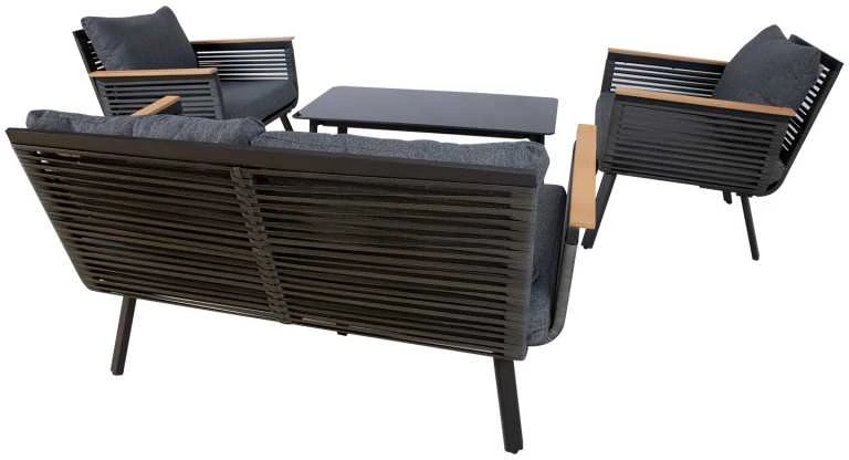 Home4You Lauko baldų komplektas MALAGA stalas, sofa ir 2 kėdės