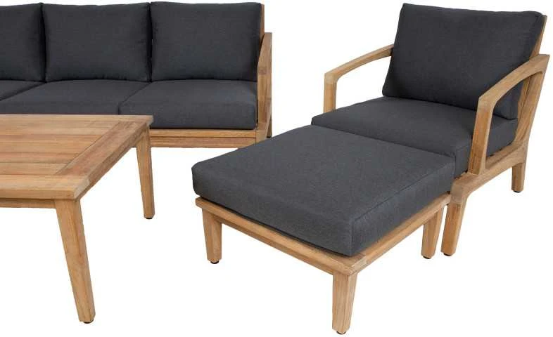 Home4You Lauko baldų komplektas MALDIVE stalas, sofa, 2 kėdės, osmanai