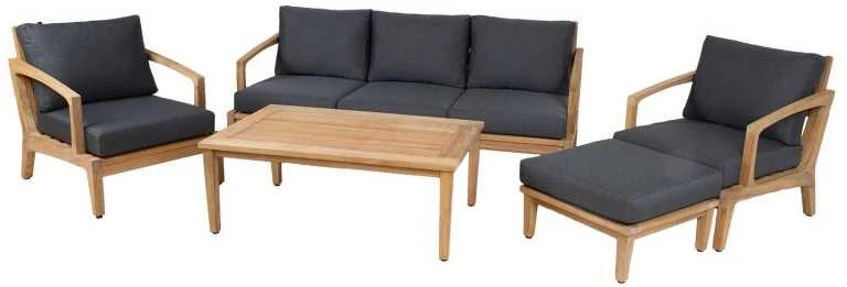 Home4You Lauko baldų komplektas MALDIVE stalas, sofa, 2 kėdės, osmanai