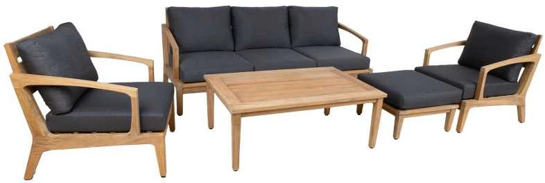 Home4You Lauko baldų komplektas MALDIVE stalas, sofa, 2 kėdės, osmanai