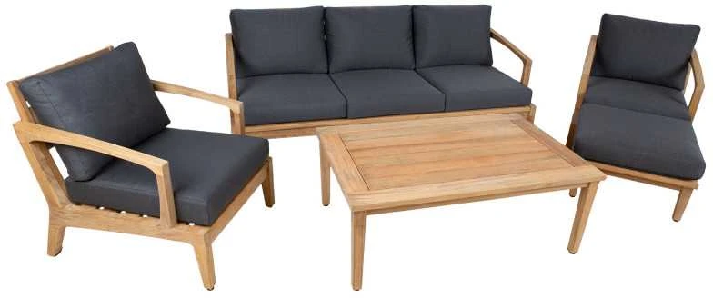 Home4You Lauko baldų komplektas MALDIVE stalas, sofa, 2 kėdės, osmanai