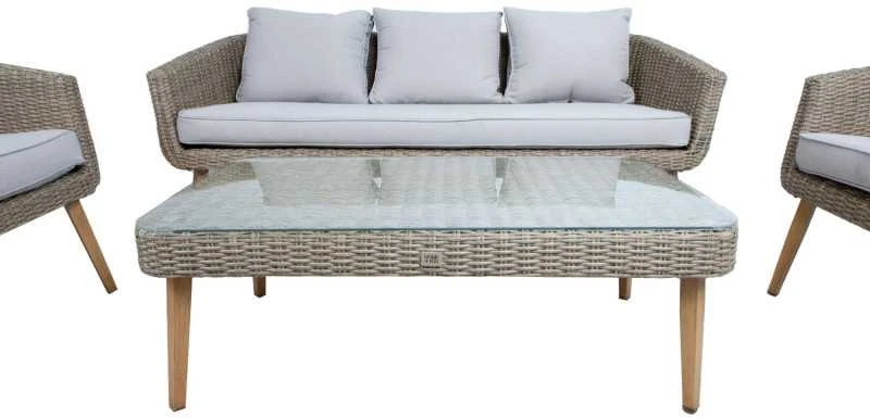 Home4You Lauko baldų komplektas NORWAY staliukas, sofa, 2 kėdės