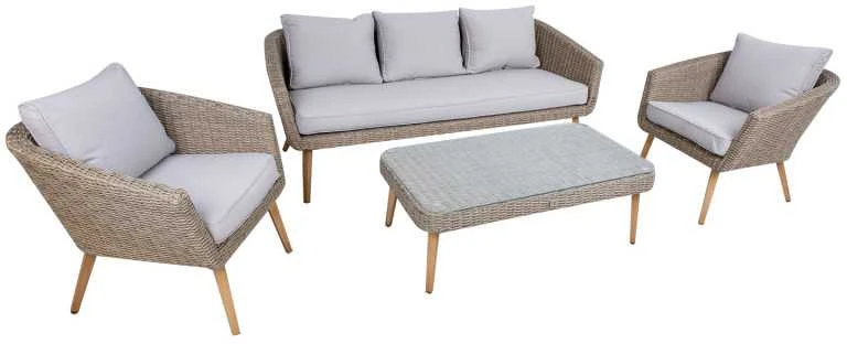 Home4You Lauko baldų komplektas NORWAY staliukas, sofa, 2 kėdės