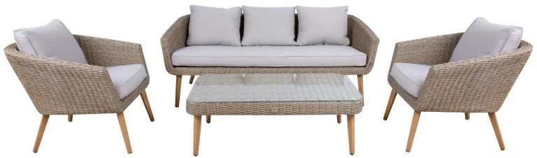 Home4You Lauko baldų komplektas NORWAY staliukas, sofa, 2 kėdės
