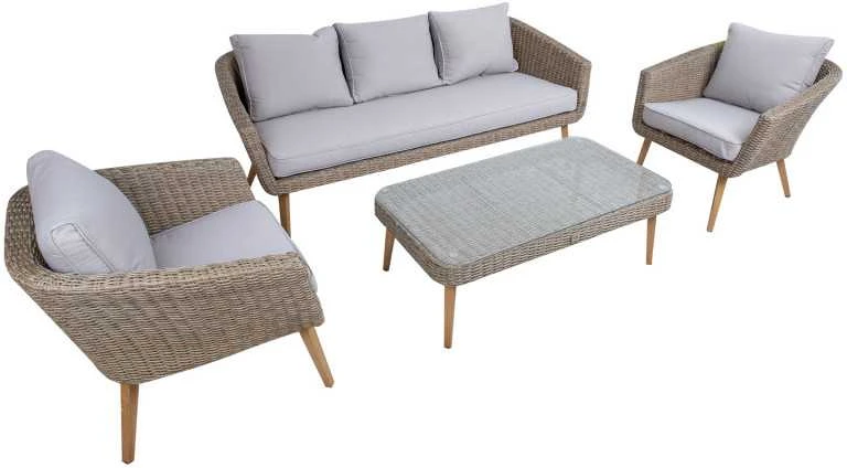 Home4You Lauko baldų komplektas NORWAY staliukas, sofa, 2 kėdės
