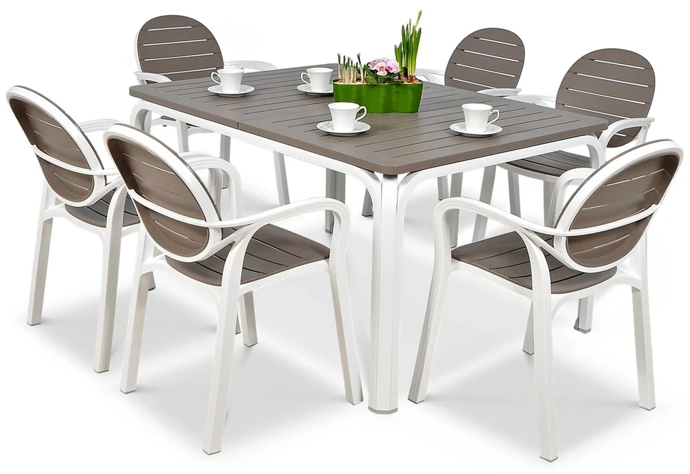Lauko baldų komplektas PALMA/ALLORO - 8/140, Bianco Tortora