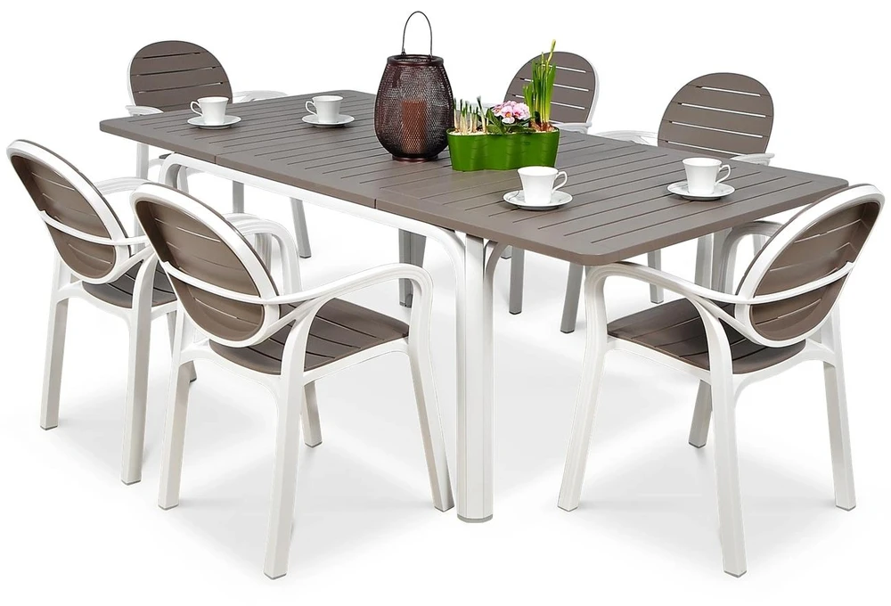 Lauko baldų komplektas PALMA/ALLORO - 8/140, Bianco Tortora