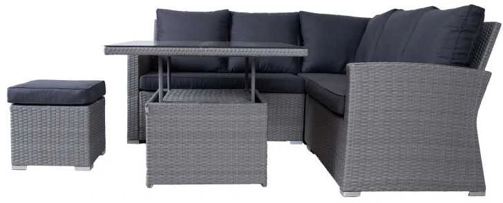 Home4You Lauko baldų komplektas SAMUEL Stalas, kampinė sofa ir pufas