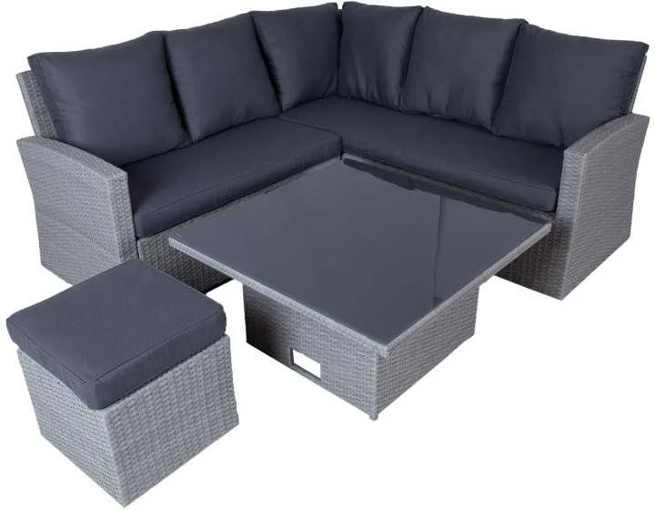 Home4You Lauko baldų komplektas SAMUEL Stalas, kampinė sofa ir pufas
