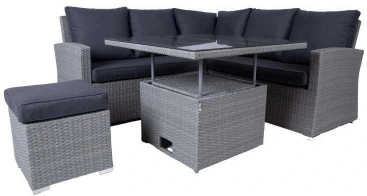 Home4You Lauko baldų komplektas SAMUEL Stalas, kampinė sofa ir pufas