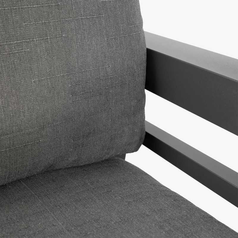Lauko baldų komplektas Home4You Sodo baldų komplektas TOMSON stalas, sofa ir 2 kėdės, rėmas: aliumininis, pagalvėlės: pilkos