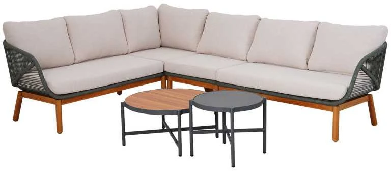 Home4You Lauko baldų komplektas TUXEDO Kampinė sofa ir 2 staliukai
