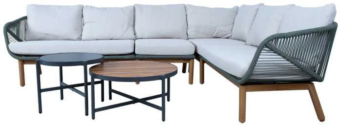 Home4You Lauko baldų komplektas TUXEDO Kampinė sofa ir 2 staliukai